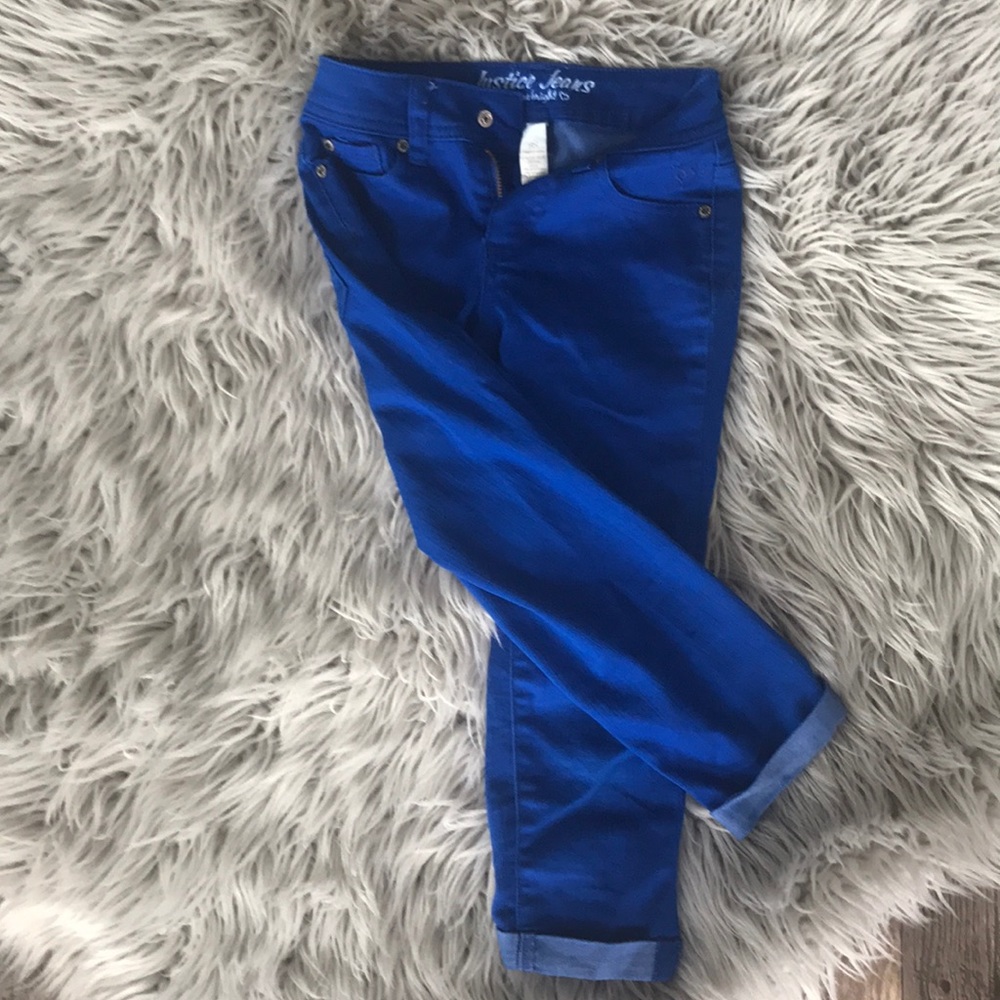 Justice 8 slim stretchy crop jeans.